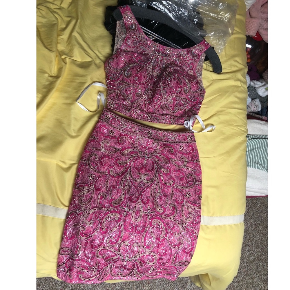 Pink/Gold Accent Homecoming Dress